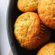 close up of a lemon poppyseed muffin