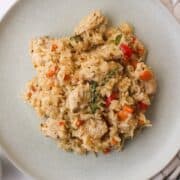 cajun chicken and rice casserole on a plate
