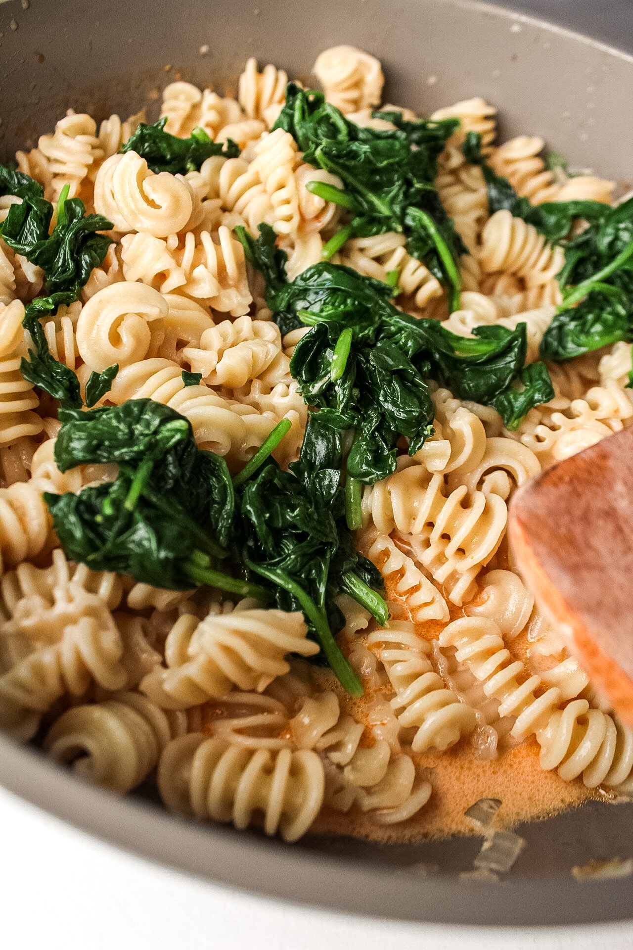 spinach over pasta
