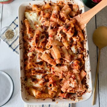 baked pasta in a casserole dish