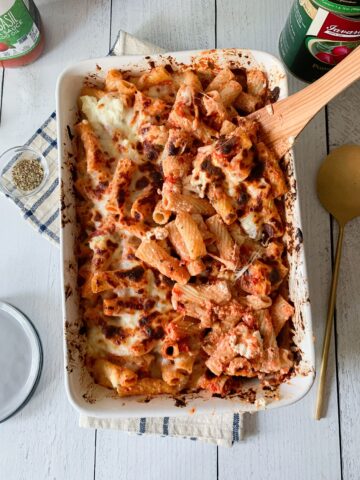 baked pasta in a casserole dish