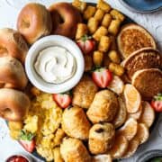 breakfast items on a circular board