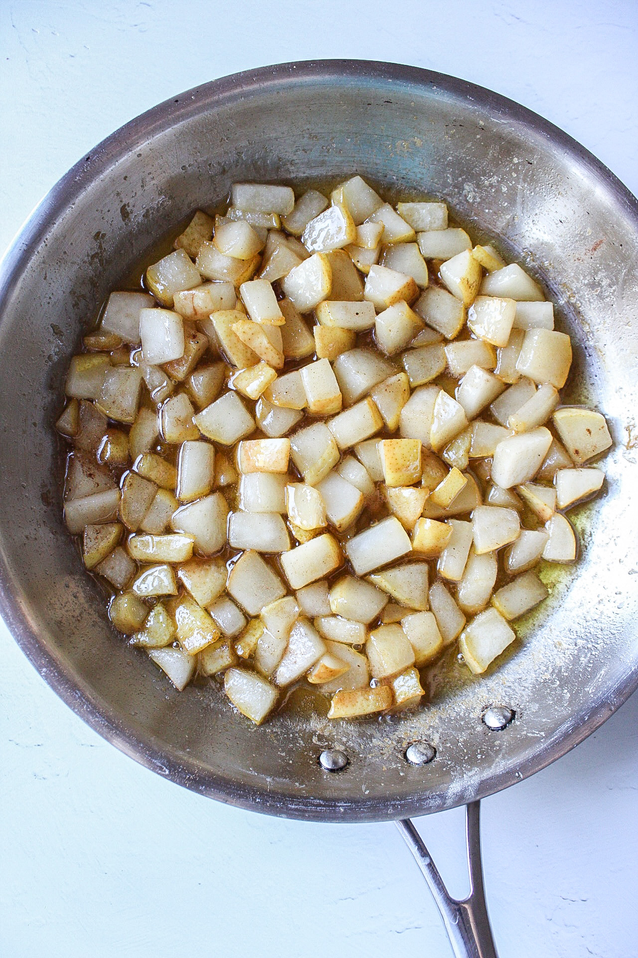 caramelized pears in a pan