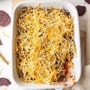 taco dip in a casserole dish
