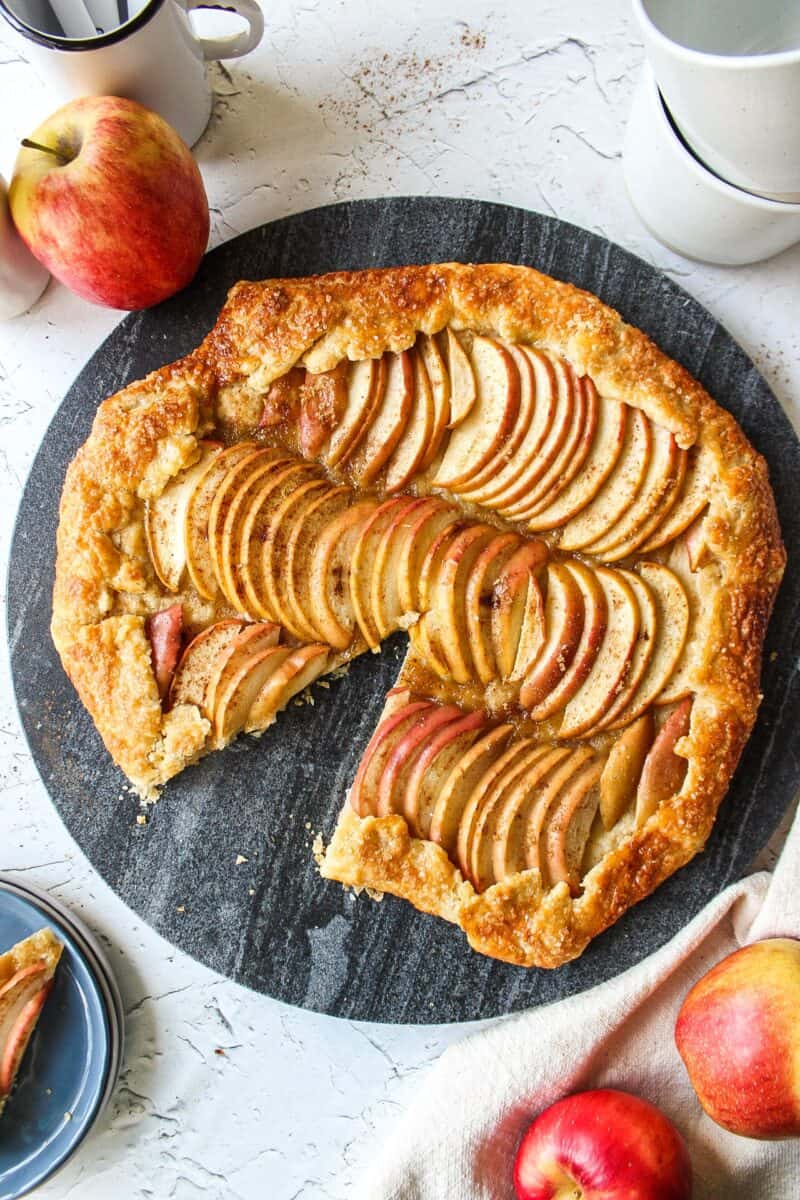 apple galette on a platter
