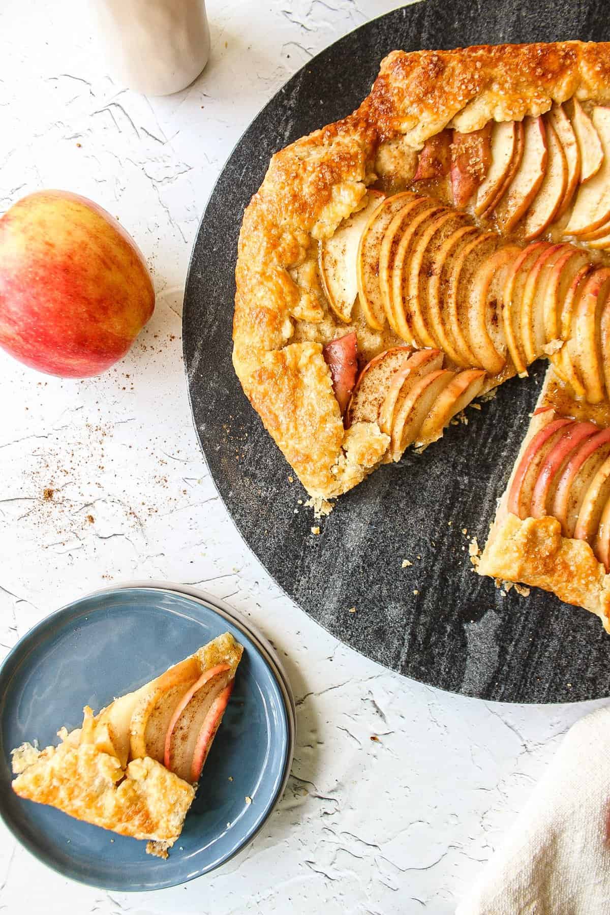 apple galette on a platter