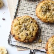 a banana bread cookie on a cooling rack