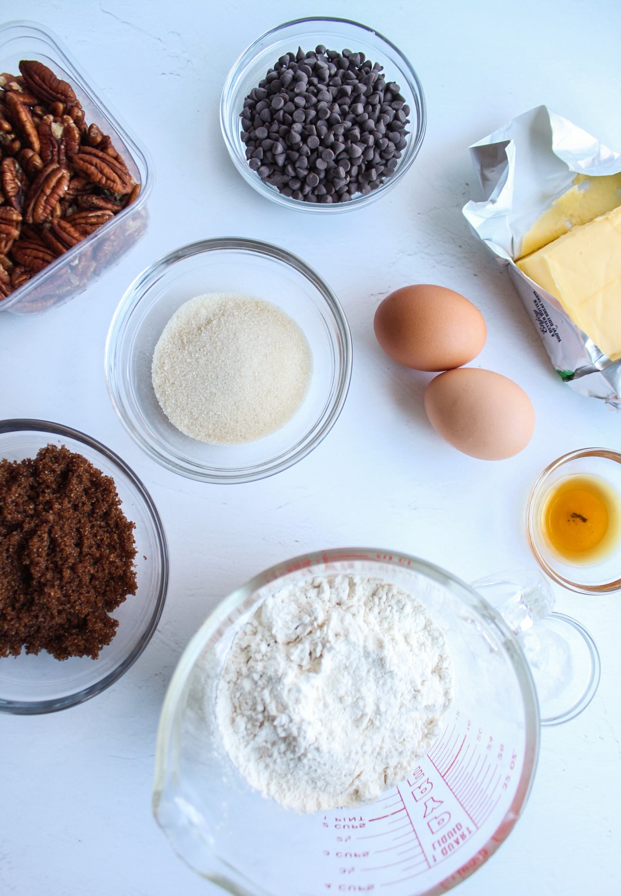 ingredients for a brown butter cookie bar recipe