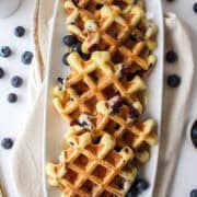 belgian blueberry waffles waffles on a plate close up