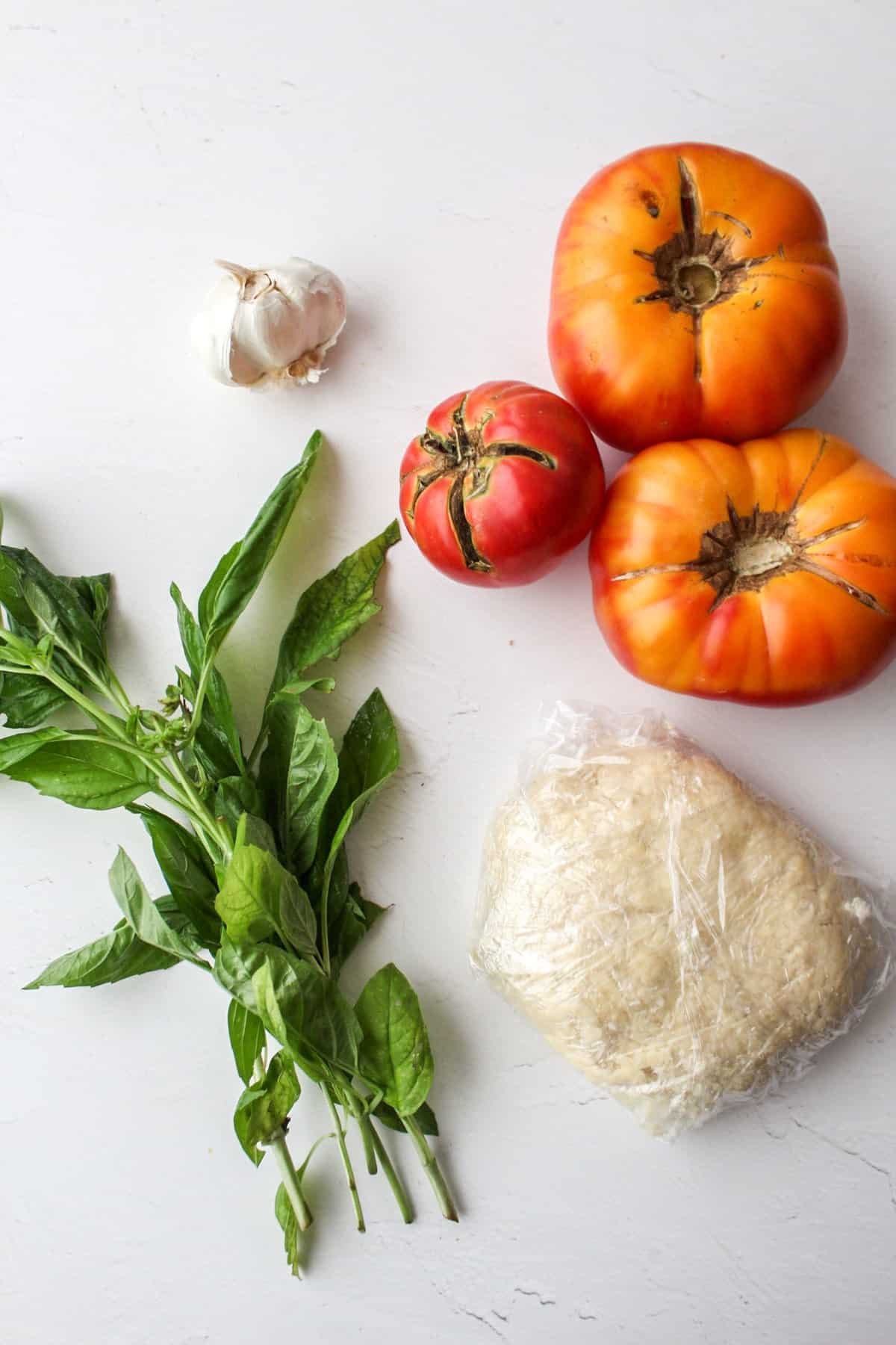 ingredients for a tomato pesto galette
