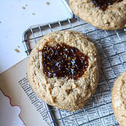 pb and fig cookies close up of cookie on a cooling rack