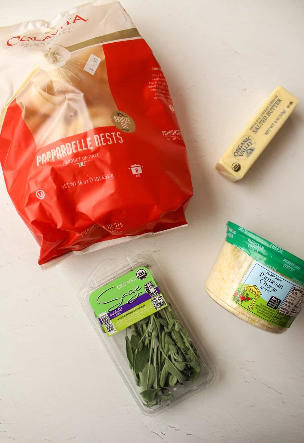 ingredients to make a brown butter pasta with sage