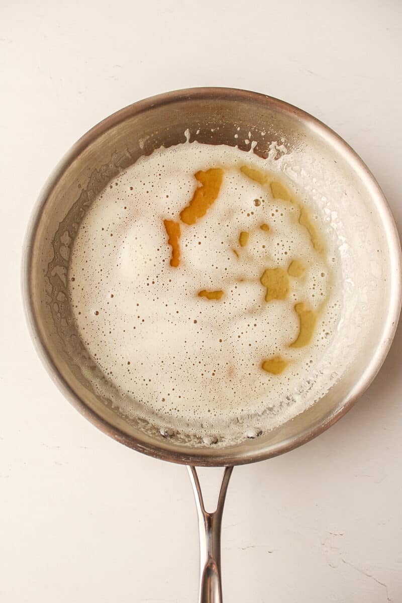 browned butter in a pan