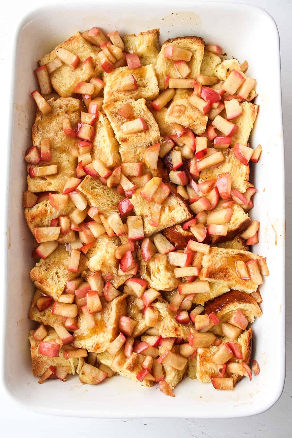 cinnamon apple brioche french toast bake