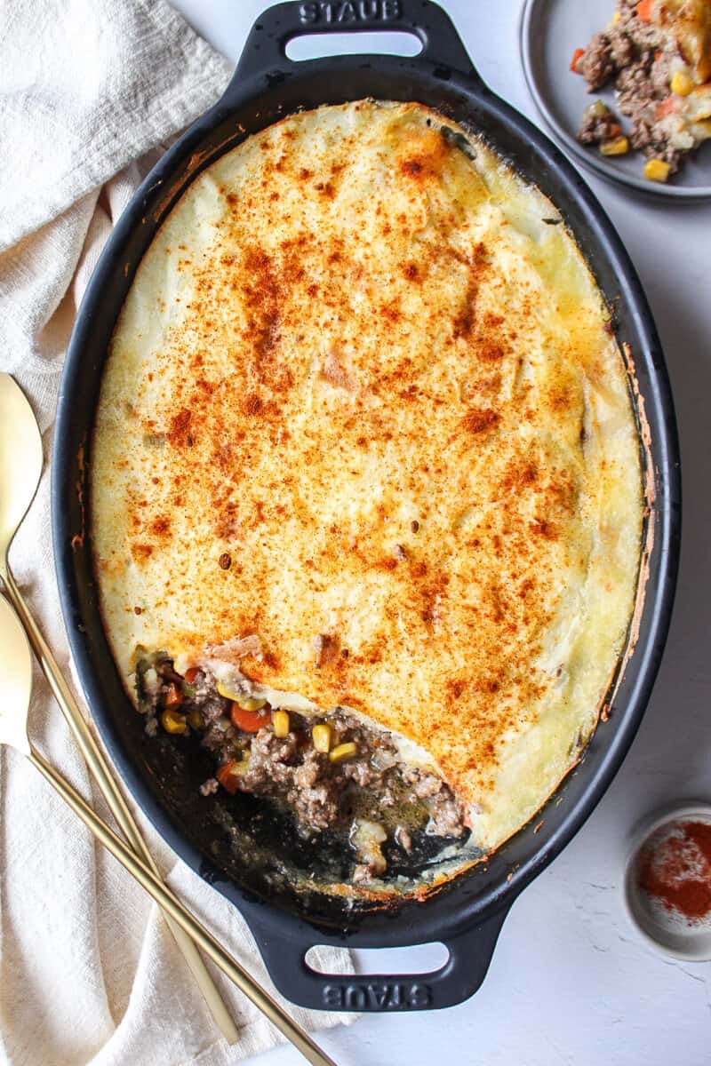 shepherd's pie in a casserole dish