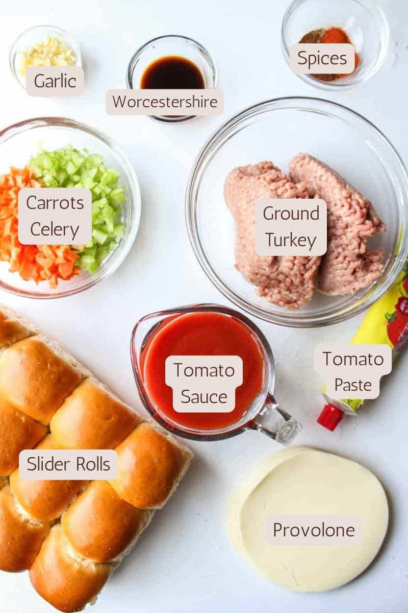 Ingredients to make sloppy joe sliders.