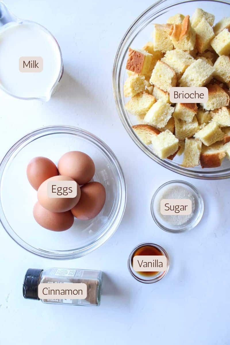 Ingredients to make french toast muffin cups.