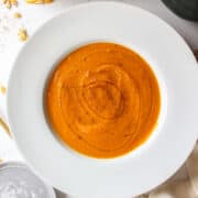 acorn squash soup in a large bowl.