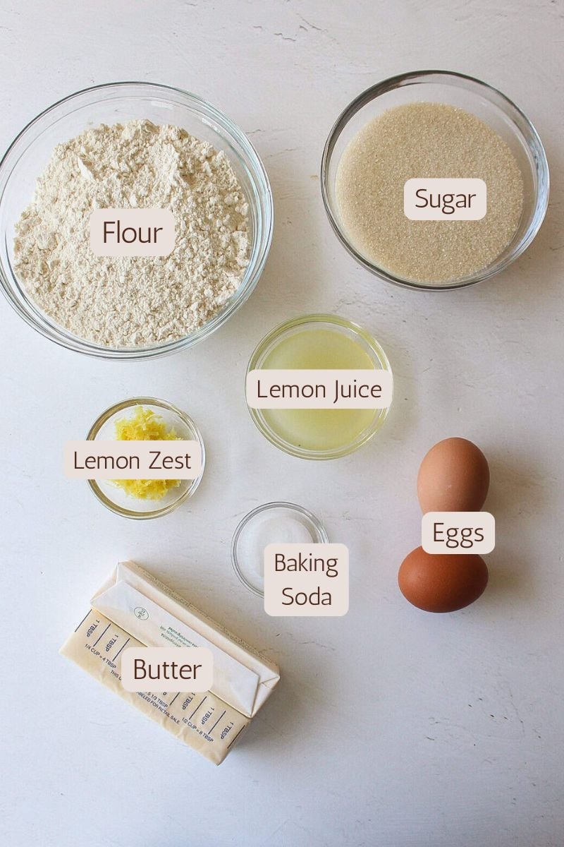 Ingredients for lemon sugar cookies.