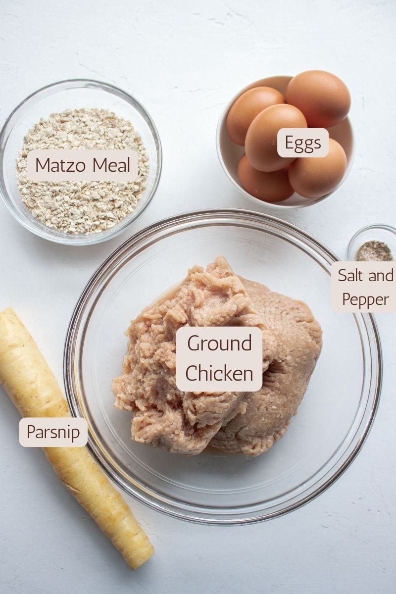 Ingredients to make chicken patties for sweet and tangy chicken.