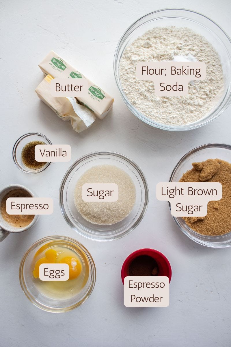 Ingredients to make tiramisu cookies.