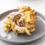 A scoop of pumpkin protein french toast on a plate.