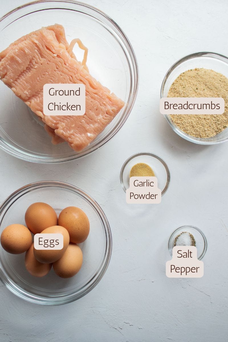 Ingredients to make air fryer chicken nuggets.