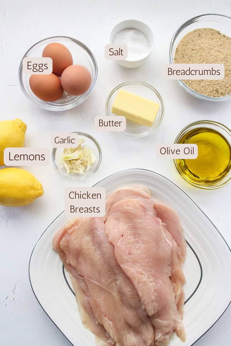 Ingredients needed to make homemade chicken scampi.
