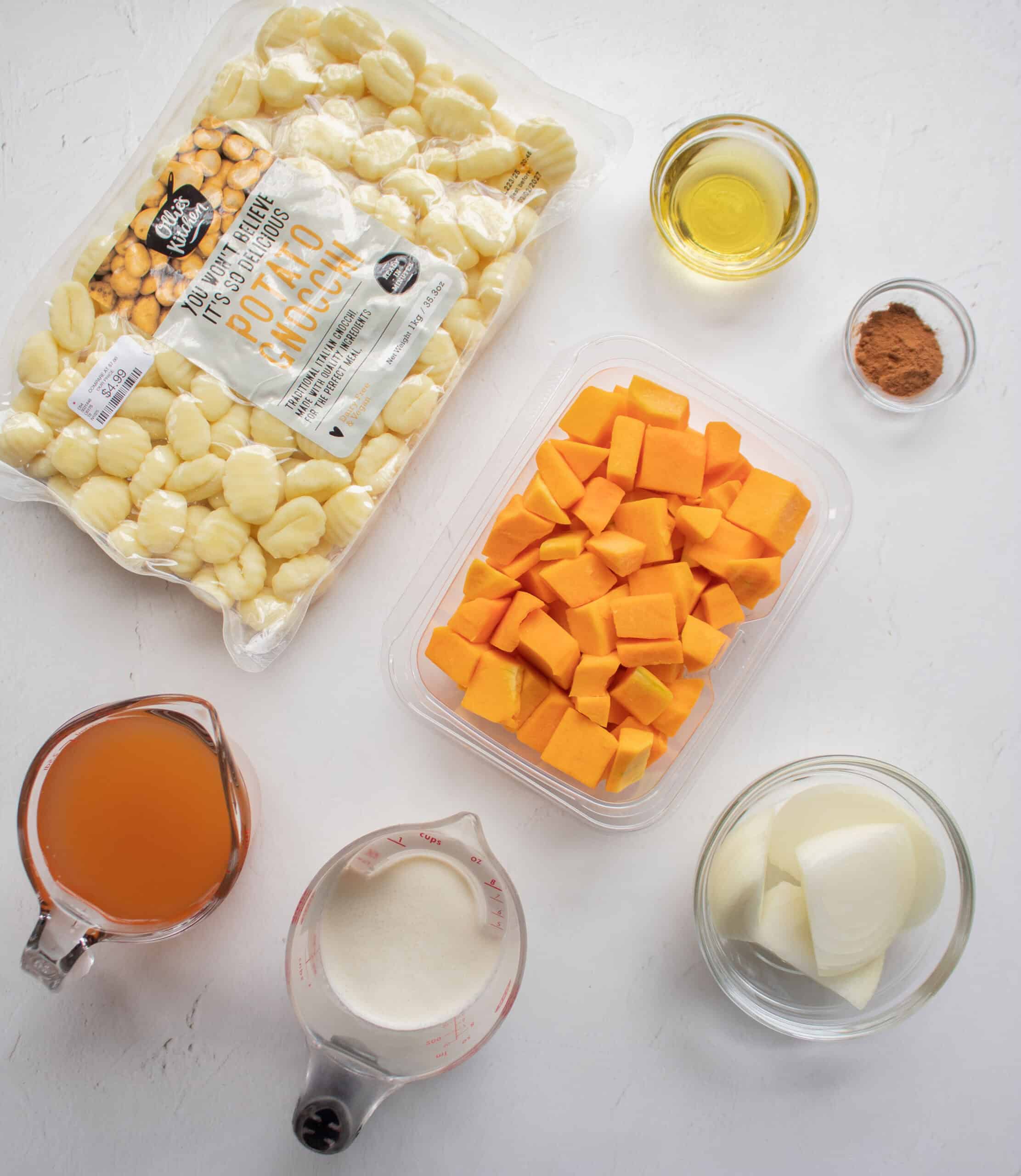 Ingredients to make butternut squash gnocchi.