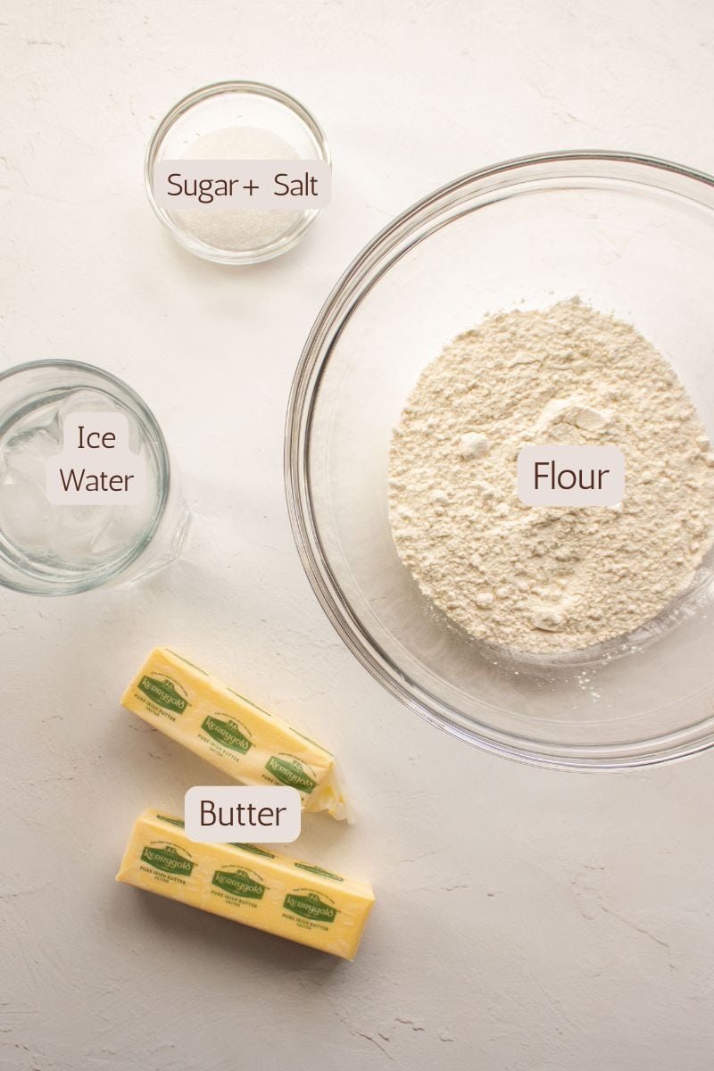 Four ingredients to make galette pastry dough.