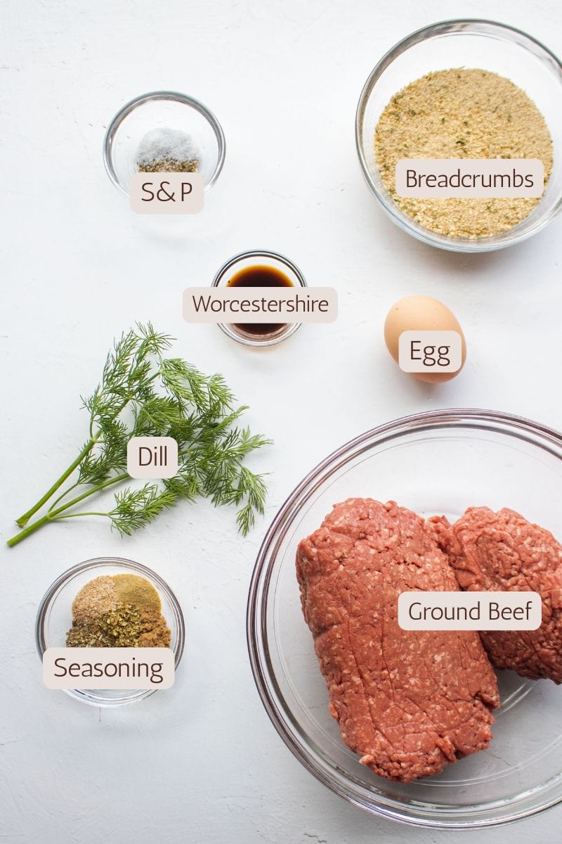 Ingredients to make mediterranean meatballs with dill gravy.