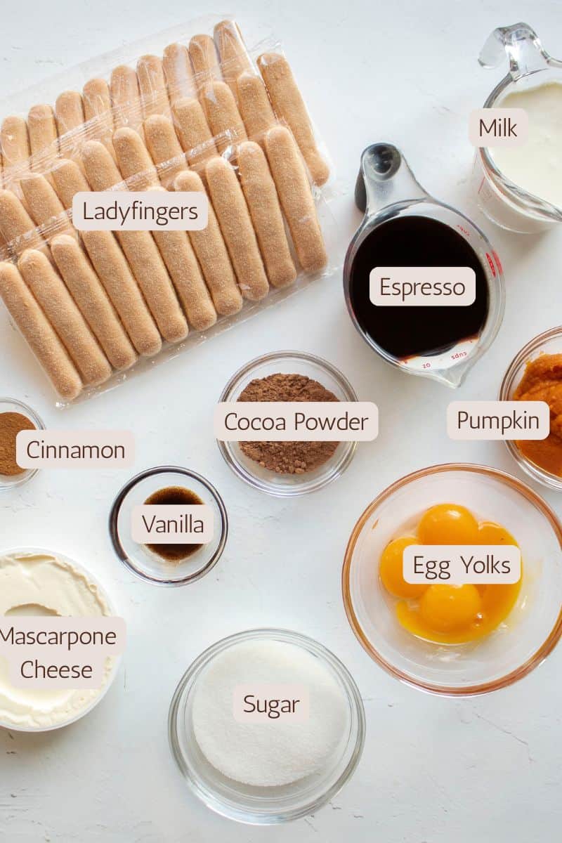 Ingredients to make a pumpkin tiramisu.