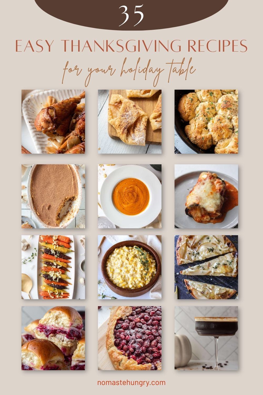 35 Thanksgiving Recipes for your holiday table info graphic.